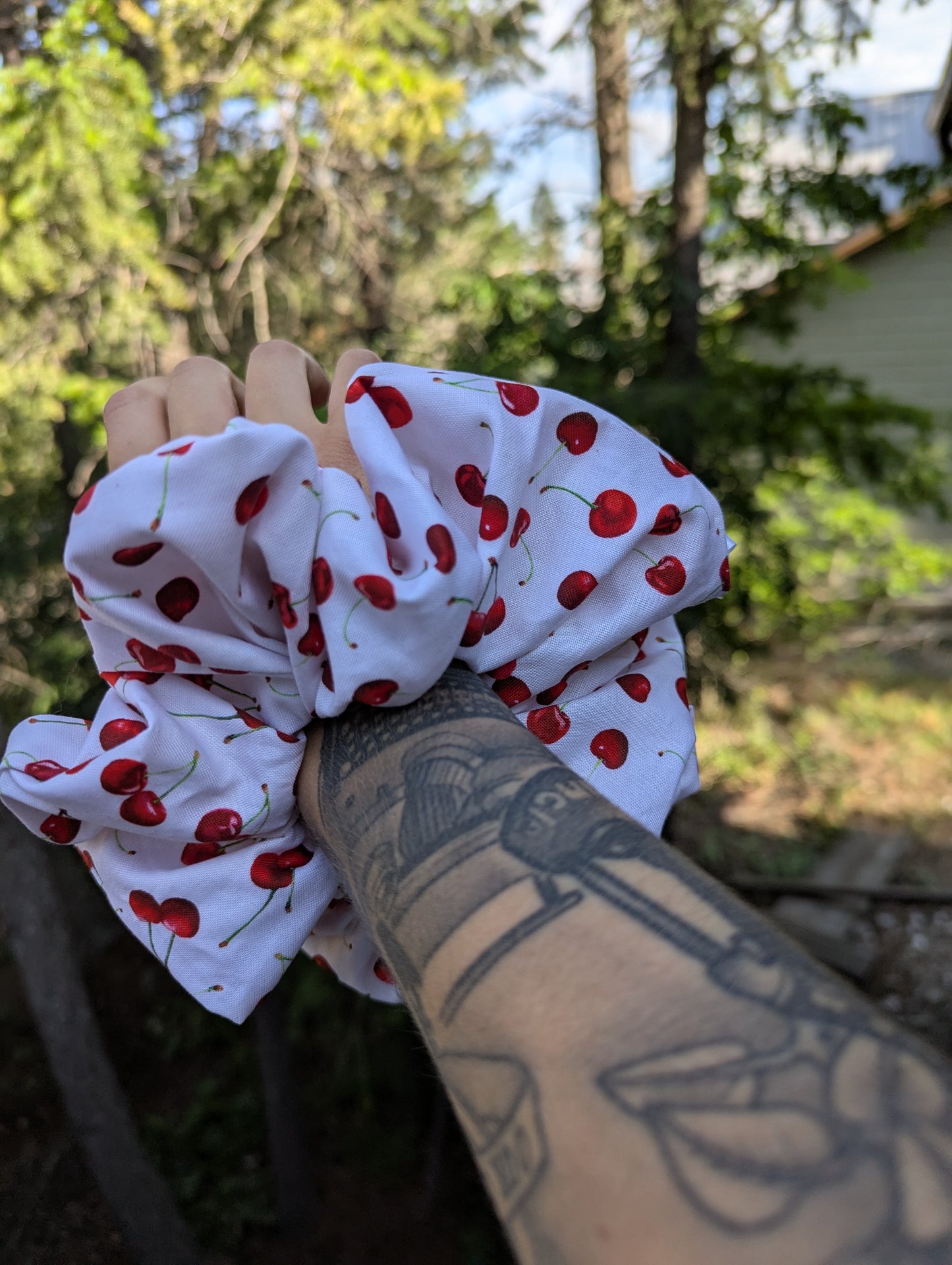 Cherry Bomb - Redwood Cotton Scrunchie - Alpine Kneedles