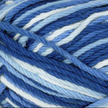 Close-up of blue and white yarn strands