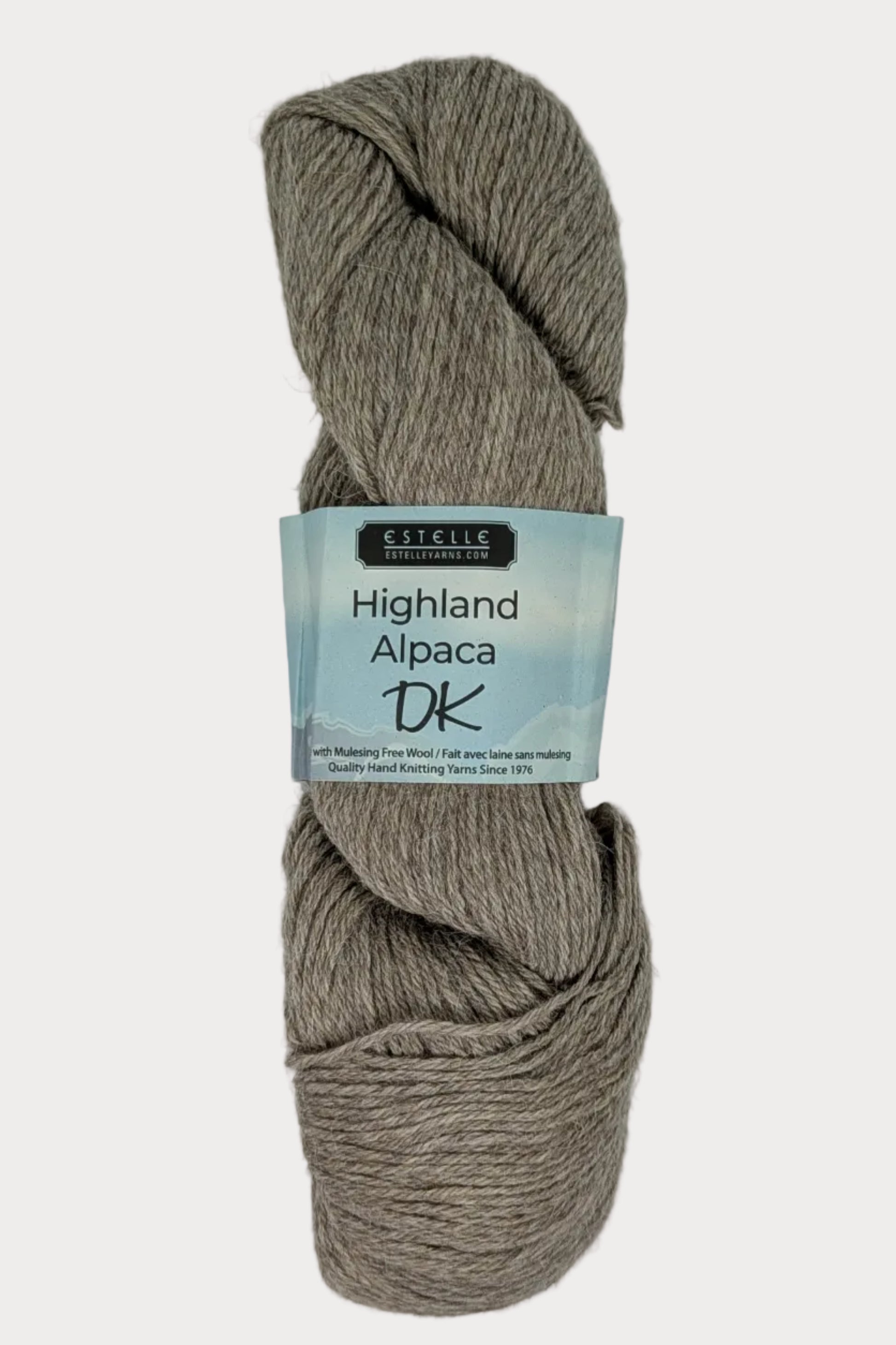 Ball of yarn with a label on a white background