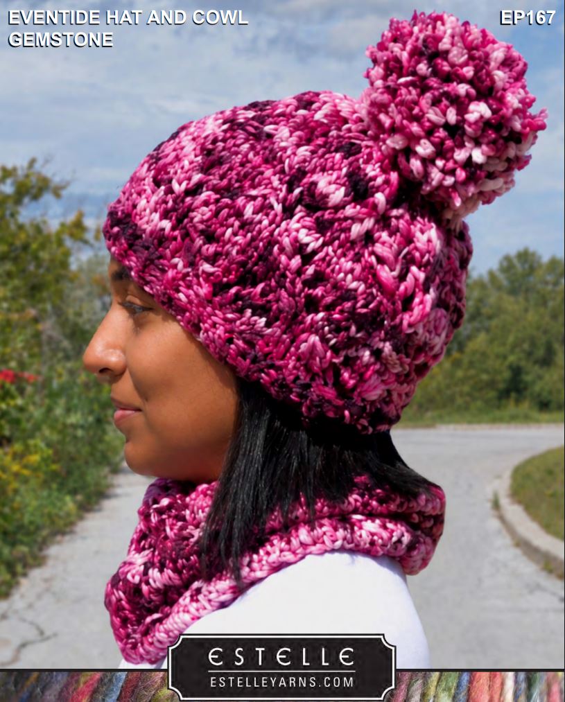 Eventide Hat and Cowl Free Pattern - Estelle Yarns Gemstone - Alpine Kneedles