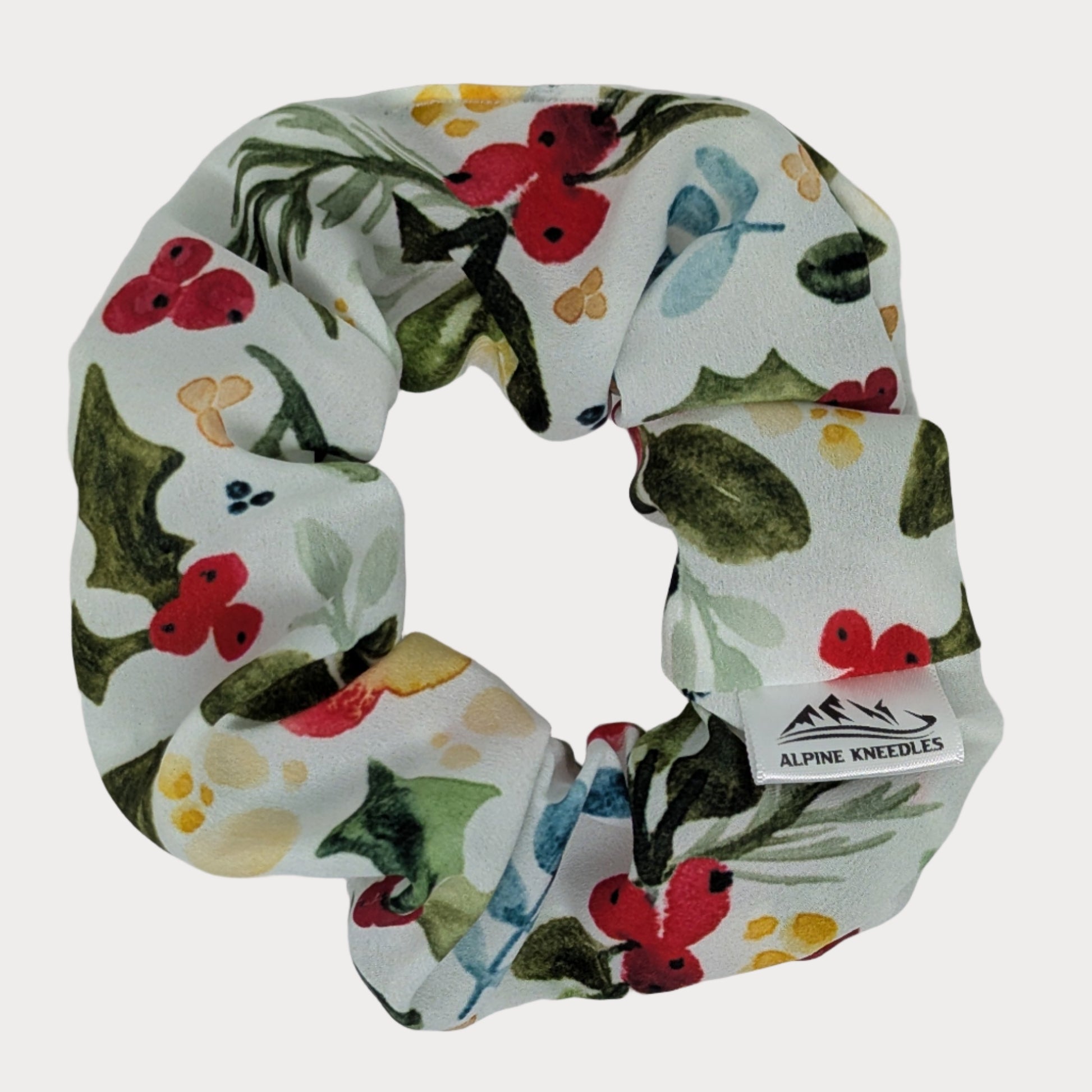 Scrunchie with floral pattern on a white background