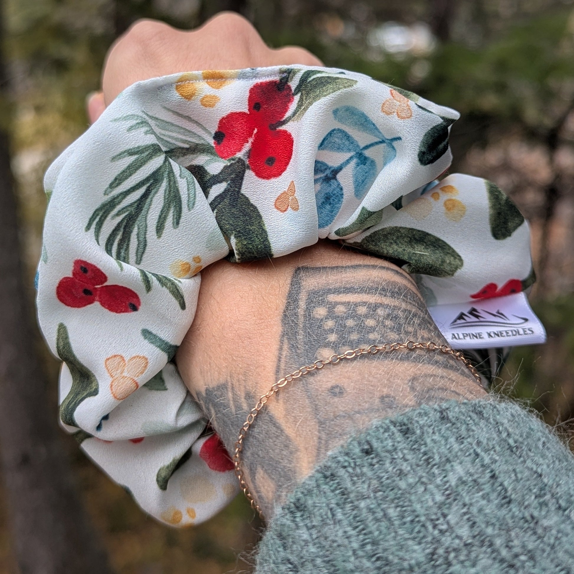 Holly Jolly - Maple Poly Crepe de Chine Scrunchie - Alpine Kneedles
