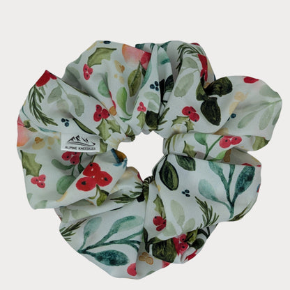 Floral patterned scrunchie on a white background