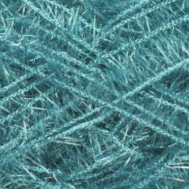 Close-up of teal-colored yarn with a textured pattern