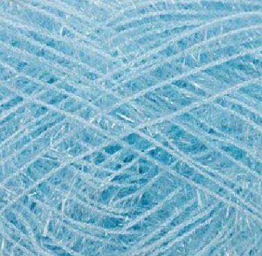 Close-up of blue yarn with a textured pattern