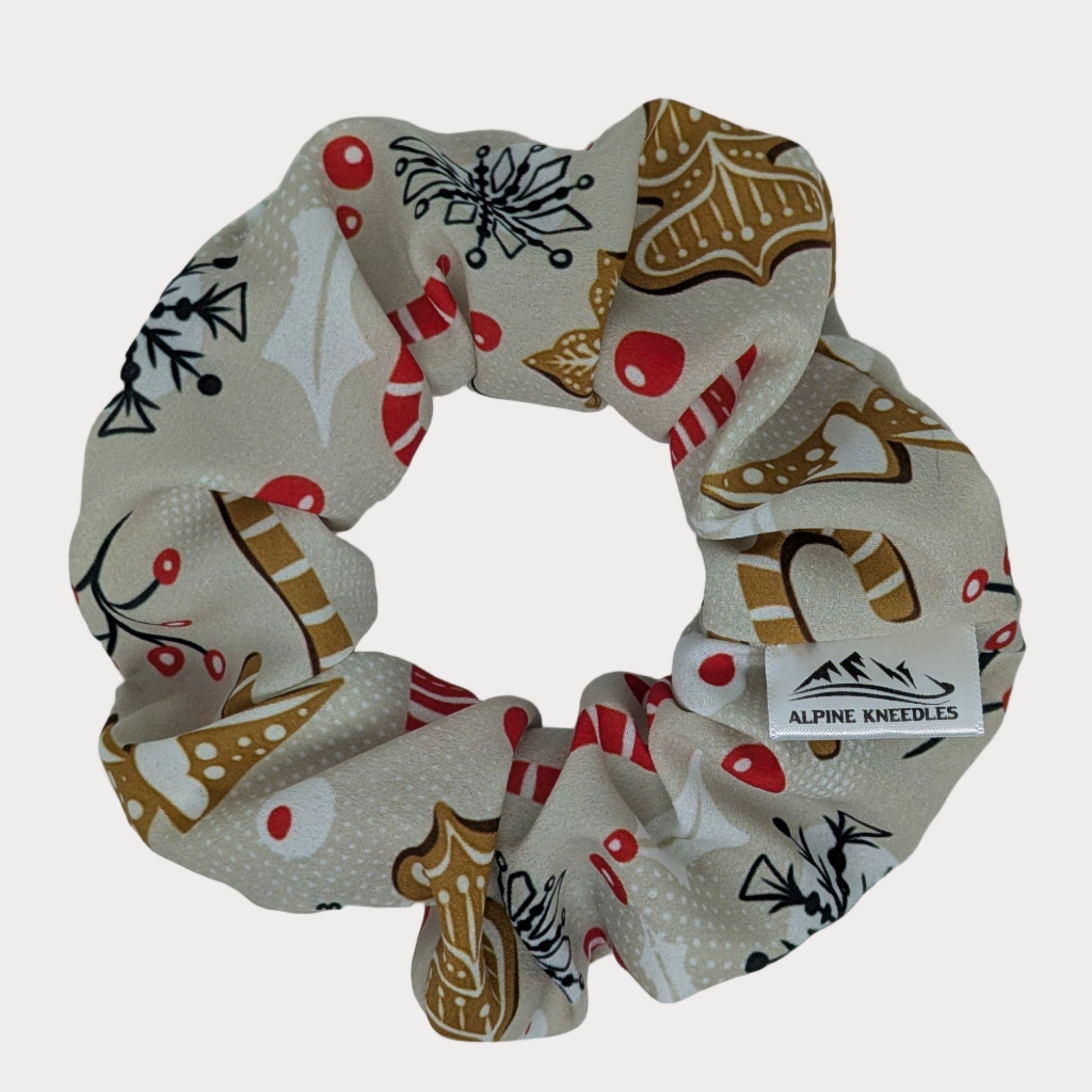 Scrunchie with festive design on a white background