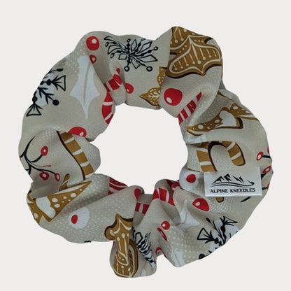 Scrunchie with festive design on a white background