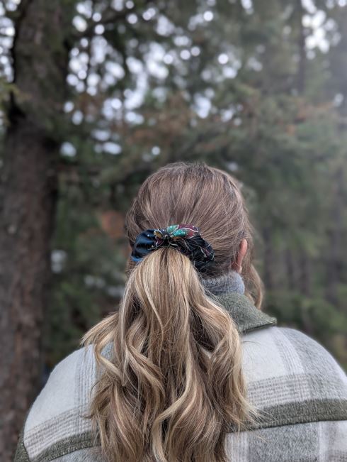 Winter Bloom - Maple Poly Crepe de Chine Scrunchie - Alpine Kneedles